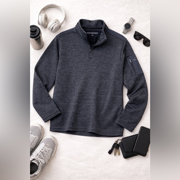 Greg Norman Collection Other - GREG NORMAN Gray Heather Men's M Pullover Sweater 1/4 Button Pocket Golf Fleece